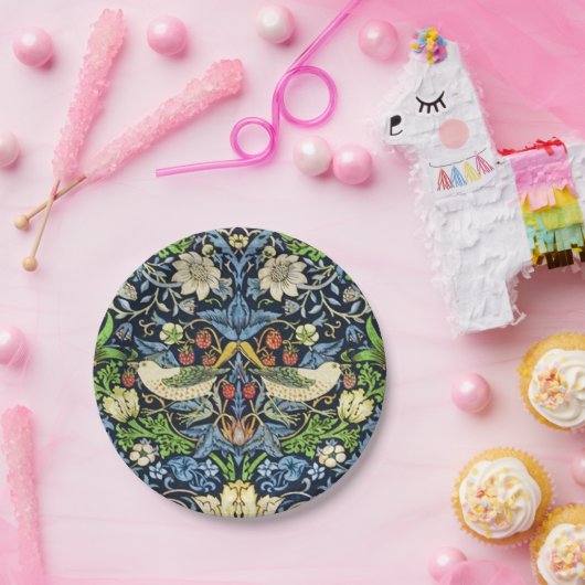 アールヌーボーの鳥花のタペストリー模様 ペーパープレート (パーティー)