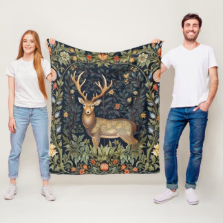 アールヌーボーの鹿 フリースブランケット