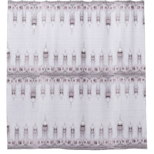 アールヌーボーの(紋章の)フラ・ダ・リの花のシャワー・カーテン シャワーカーテン (正面)