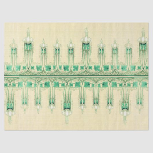 アールヌーボーの（紋章の）フラ・ダ・リの花のピンクのティッシュペーパー 薄葉紙 (正面)