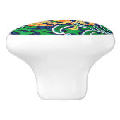 アールヌーボーのJacobean花柄、エメラルドグリーン セラミックノブ (側面)