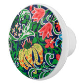 アールヌーボーのJacobean花柄、エメラルドグリーン セラミックノブ (右)