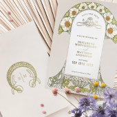 アールヌーボーは日付の金結婚箔を保存 箔招待状