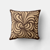 アールヌーボーは葉、タンおよび焦茶を様式化しました クッション (裏面)