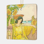 アールヌーボーひまわりの女性 セラミックオーナメント (左)