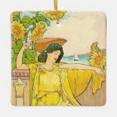 アールヌーボーひまわりの女性 セラミックオーナメント (正面)