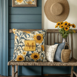 アールヌーボーひまわりモノグラムの クッション