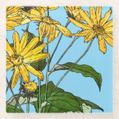 アールヌーボーひまわり ガラスコースター (正面)