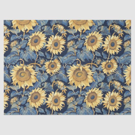 アールヌーボーひまわり – 10ポンド、17インチx23インチ 薄葉紙 (正面)