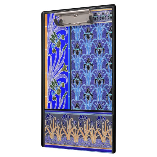 アールヌーボーアイリスエレガントフローラブルーベルヌイ クリップボード (左)