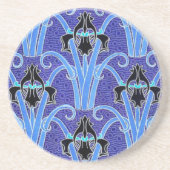アールヌーボーアイリスエレガントフローラベルーイルパープル コースター (正面)