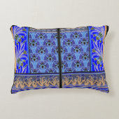 アールヌーボーアイリスエレガント花ヴィンテージブルー アクセントクッション (正面)