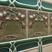 アールヌーボーアイリスシンメトリフローラウォールアート タイル