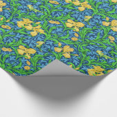 アールヌーボーアイリスプリントイエロー&コバルトブルー ラッピングペーパー (角)