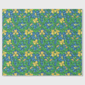 アールヌーボーアイリスプリントイエロー&コバルトブルー ラッピングペーパー (フラット)