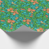 アールヌーボーアイリスプリントオレンジアンドターコイズ ラッピングペーパー (角)