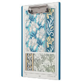 アールヌーボーアイリスリーフローラテキスタイルアートブルー クリップボード (左)