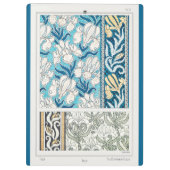 アールヌーボーアイリスリーフローラテキスタイルアートブルー クリップボード (裏面)