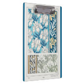 アールヌーボーアイリスリーフローラテキスタイルアートブルー クリップボード (右)