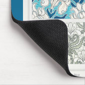 アールヌーボーアイリスリーフローラテキスタイルアートマウス マウスパッド (コーナー)