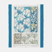 アールヌーボーアイリスリーフローラ織物芸術 フリースブランケット (正面)