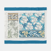 アールヌーボーアイリスリーフローラ織物芸術 フリースブランケット (正面(横))