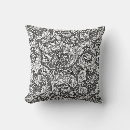 アールヌーボーアカン葉ススの花グレー クッション (正面)