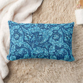 アールヌーボーアカン葉ススの花スカイブルー ランバークッション (ブランケット)