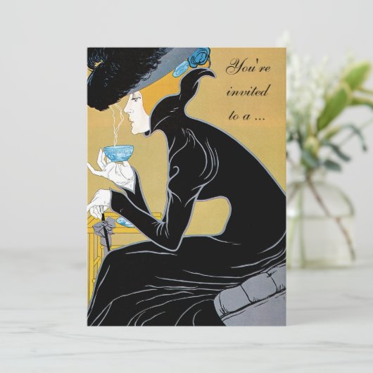 アールヌーボーアフタヌーンティーブライダルシャワー招待 招待状 (スタンド正面)