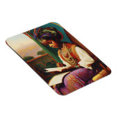 アールヌーボーアフリカ系アメリカ人読の少女の本 マグネット (右側)