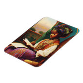 アールヌーボーアフリカ系アメリカ人読の少女の本 マグネット (左側)