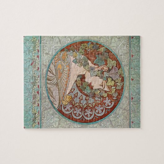 アールヌーボーアルフォンスミュシャアイビーガールポスター ジグソーパズル (横)