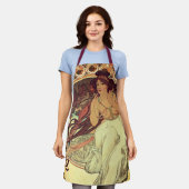 アールヌーボーアルフォンスミュシャエレガントヴィンテージ女性 エプロン (着用した状態)