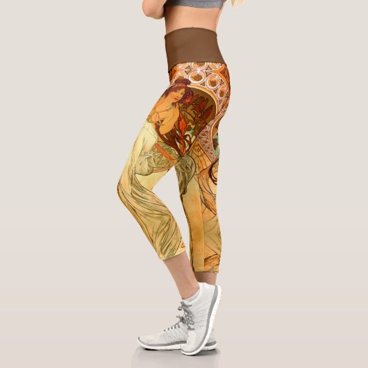 アールヌーボーアルフォンスミュシャエレガントヴィンテージ女性 カプリレギンス (左)