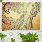 アールヌーボーアルフォンスミュシャエレガントヴィンテージ女性 キッチンタオル (折り畳み)