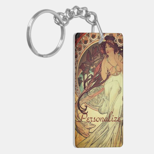 アールヌーボーアルフォンスミュシャエレガントヴィンテージ女性 キーホルダー (正面左)