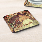 アールヌーボーアルフォンスミュシャエレガントヴィンテージ女性 コースター (左側)