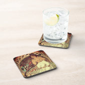 アールヌーボーアルフォンスミュシャエレガントヴィンテージ女性 コースター (右側)