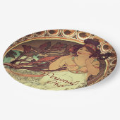 アールヌーボーアルフォンスミュシャエレガントヴィンテージ女性 ペーパープレート (アングル)