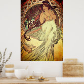 アールヌーボーアルフォンスミュシャエレガントヴィンテージ女性 ポスター (キッチン)