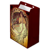 アールヌーボーアルフォンスミュシャエレガントヴィンテージ女性 ミディアムペーパーバッグ (裏面アングル)