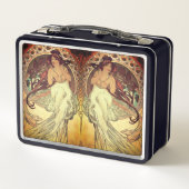 アールヌーボーアルフォンスミュシャエレガントヴィンテージ女性 メタルランチボックス (裏面)