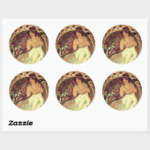 アールヌーボーアルフォンスミュシャエレガントヴィンテージ女性 ラウンドシール (シート)