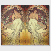 アールヌーボーアルフォンスミュシャエレガントヴィンテージ女性 ラッピングペーパー (フラット)