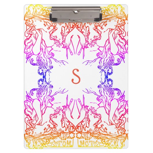 アールヌーボーアルフォンスミュシャサロンカラフル ガーリー クリップボード (正面)