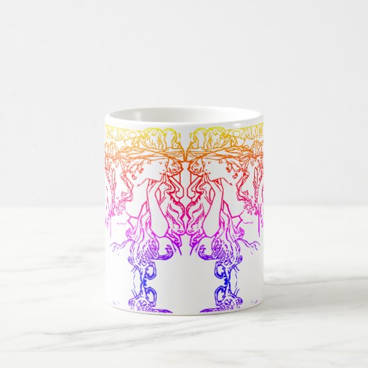 アールヌーボーアルフォンスミュシャサロン女性カラフル コーヒーマグカップ (中央)