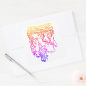 アールヌーボーアルフォンスミュシャサロン女性カラフル スクエアシール (封筒)