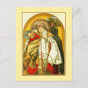 アールヌーボーアルフォンスミュシャチェコ共和国の誕生日 ポストカード