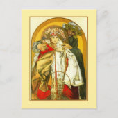 アールヌーボーアルフォンスミュシャチェコ共和国の誕生日 ポストカード (正面)