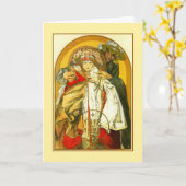 アールヌーボーアルフォンスミュシャチェコ共和国誕生日 カード (黄色い花)